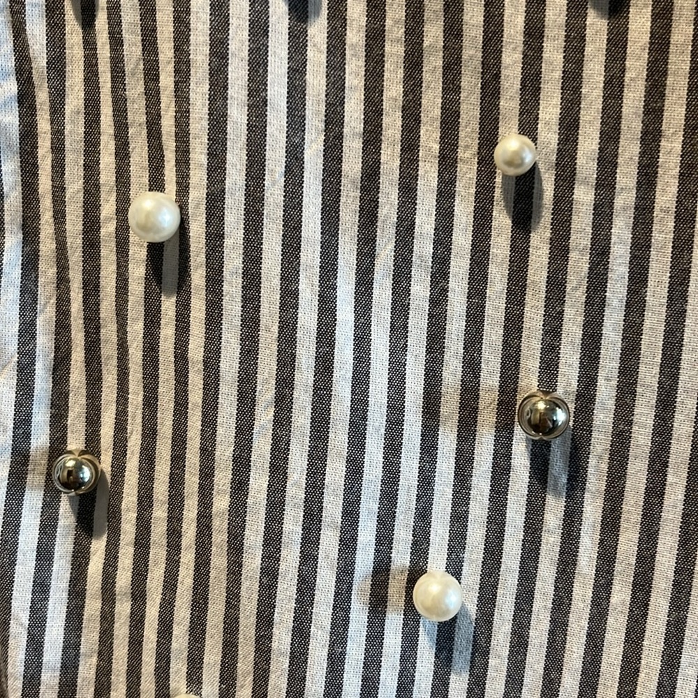 Rails. Grey And White Button Down With Pearls. Si… - image 3